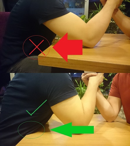 Bilek güreşinde karnınızı masaya yapıştırın