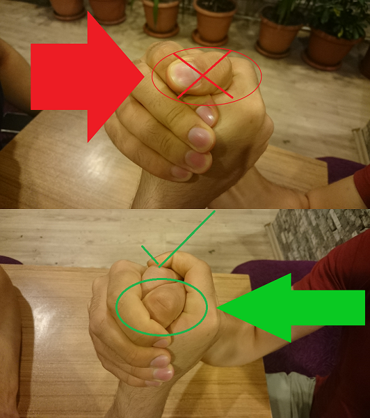 Bilek güreşinde parmağınızı içe alın