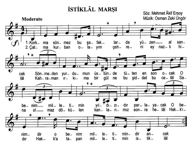 istiklal marşı notası ile ilgili görsel sonucu