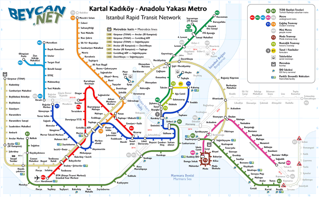 Kadıköy-Kartal metro hattı, Anadolu yakası metrobüs durakları