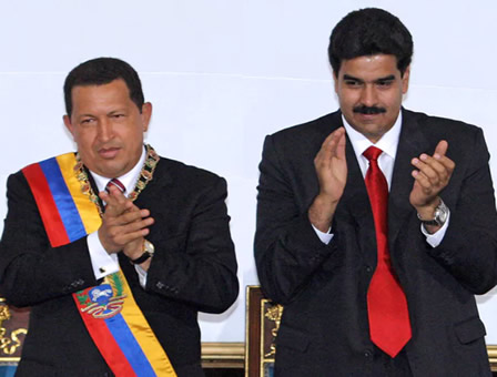 Hugo Chavez and Nicolas Maduro