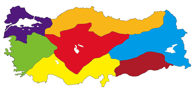 Türkiye'nin renkli bölgeler haritası