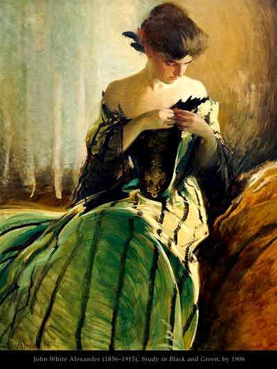 john white alexander - study in black and green