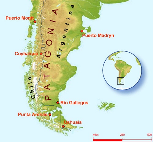 Patagonya haritadaki yeri